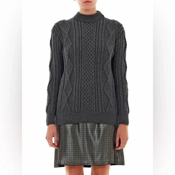 Marc Jacobs Aran Charcoal Chunky Cable Knit Wool Sweater Pullover small - Picture 15 of 16